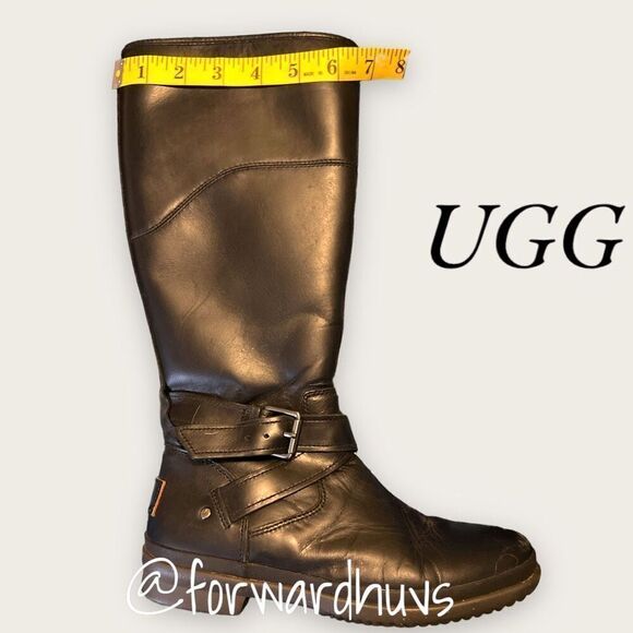 UGG Waterproof Leather Evanna Black Boots - Picture 12 of 14